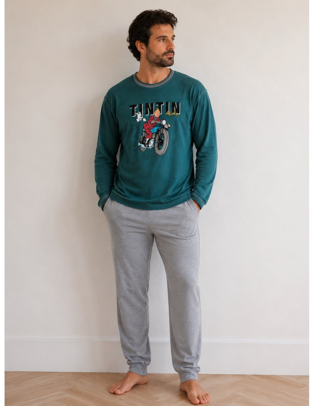 Pijama largo hombre Tintín Adventure 100% algodón - Dormen