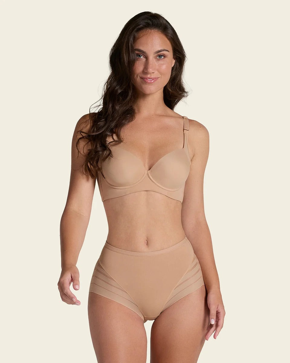 Braga faja de talle alto con bandas de tul Leonisa 012903