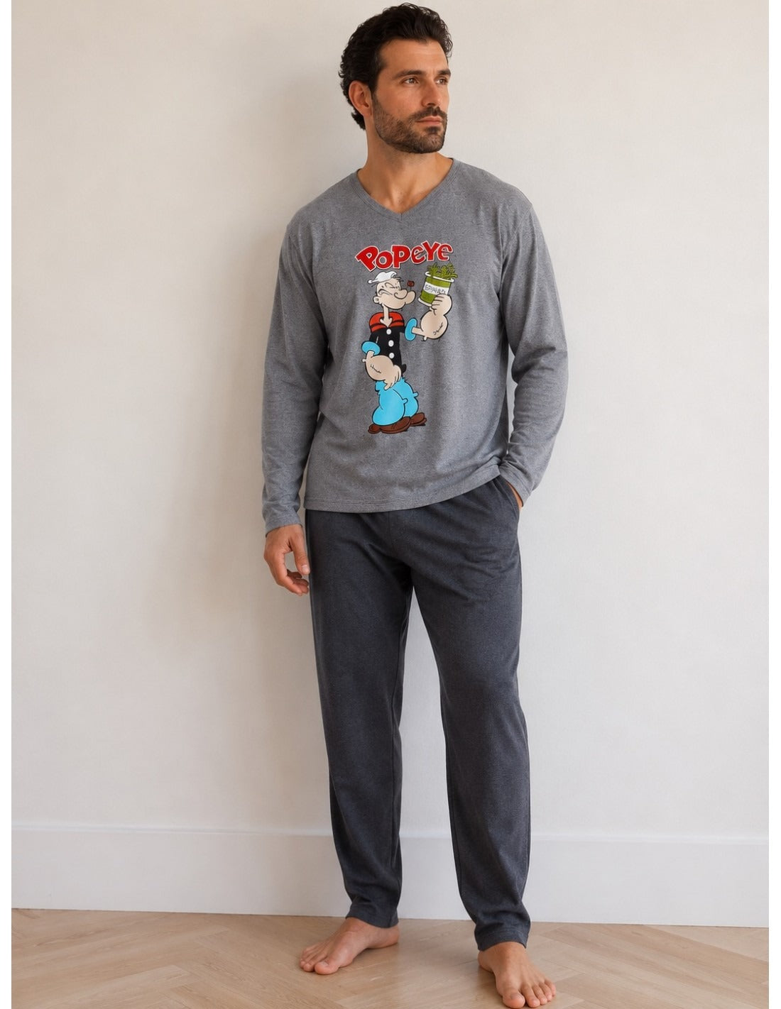 Pijama largo hombre Popeye 100% algodón – Dormen